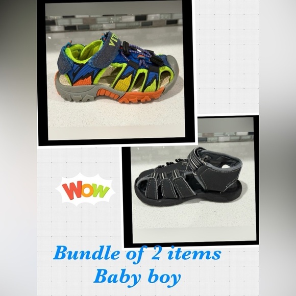 Other - Bundle of 2 items /Kids Outdoor Sandals/Black & Blue and Green/boy size 6